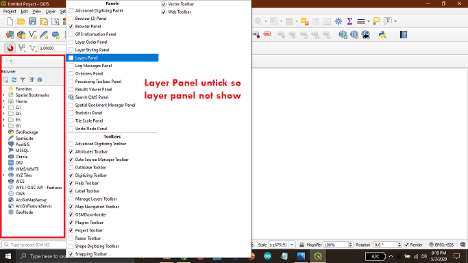 QGIS toolbar