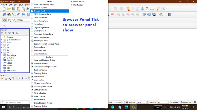QGIS toolbar