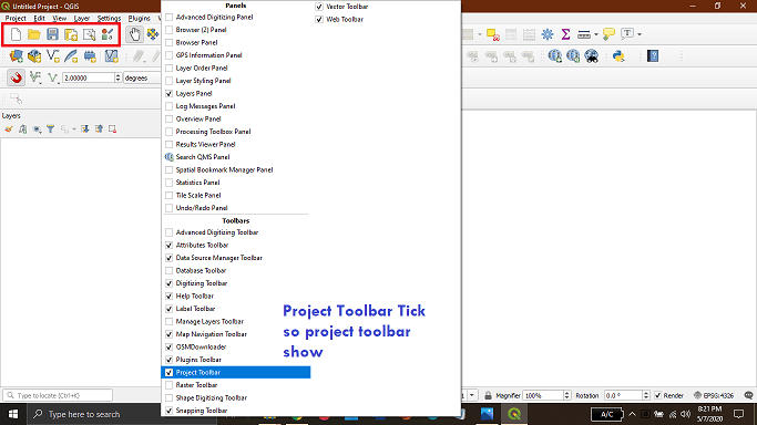 QGIS toolbar