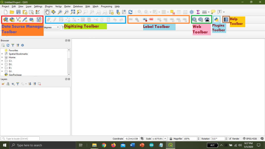 QGIS toolbar
