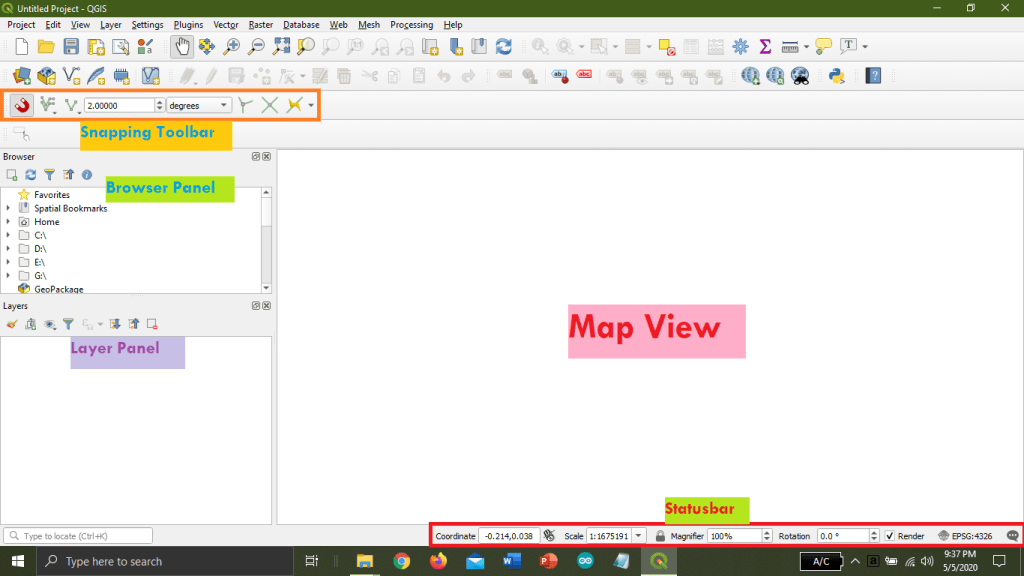 QGIS toolbar