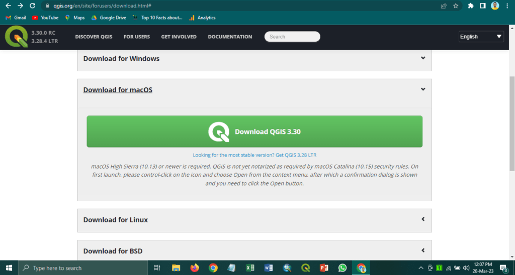 Download QGIS on Mac