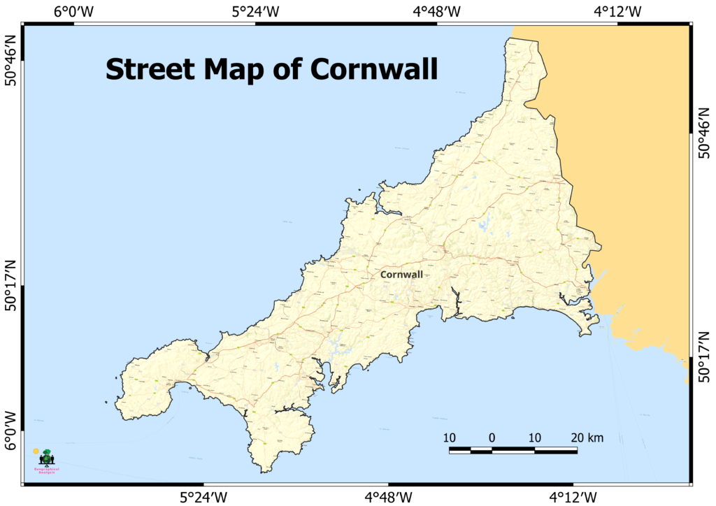 Street map of Cornwall